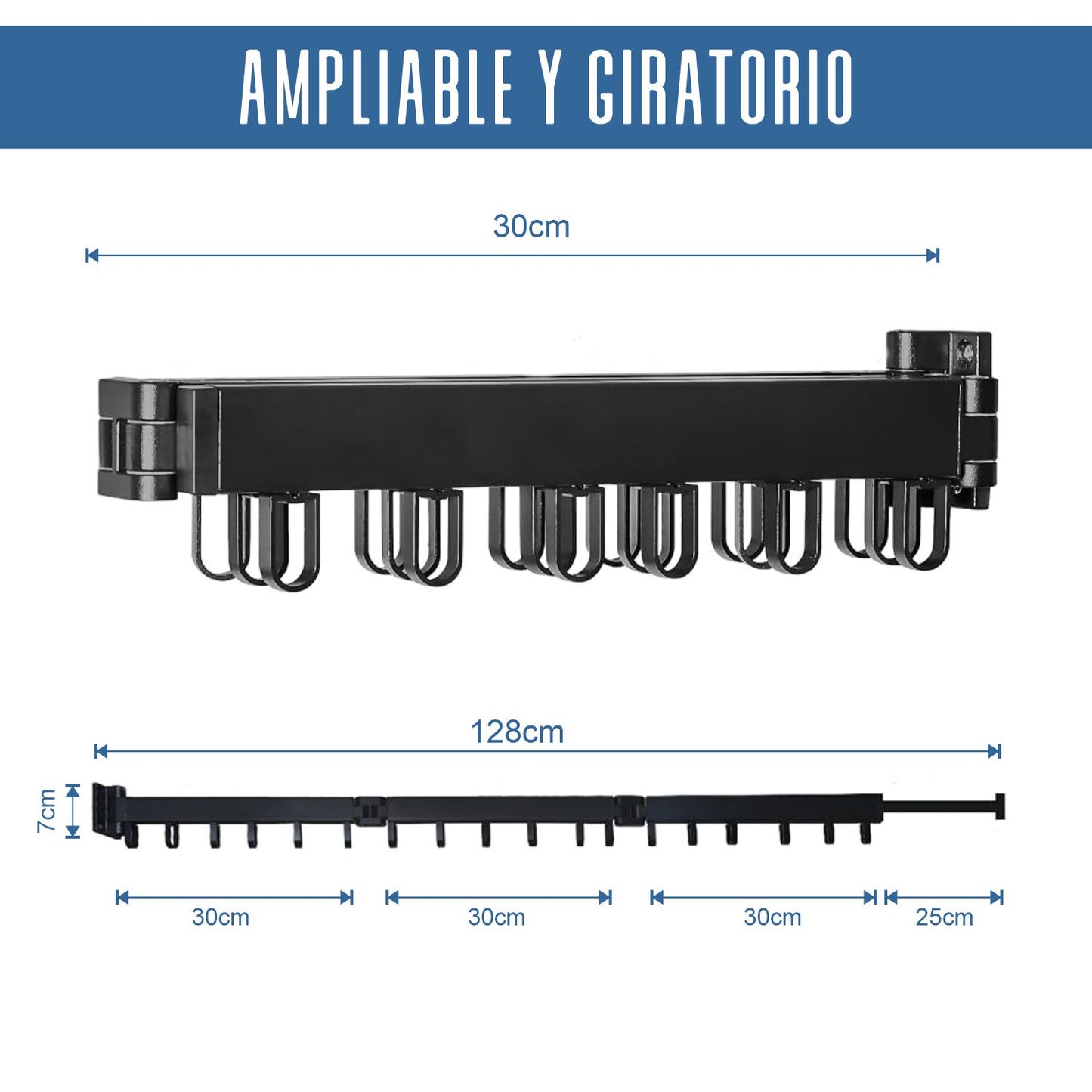 Perchero ampliable y giratorio.