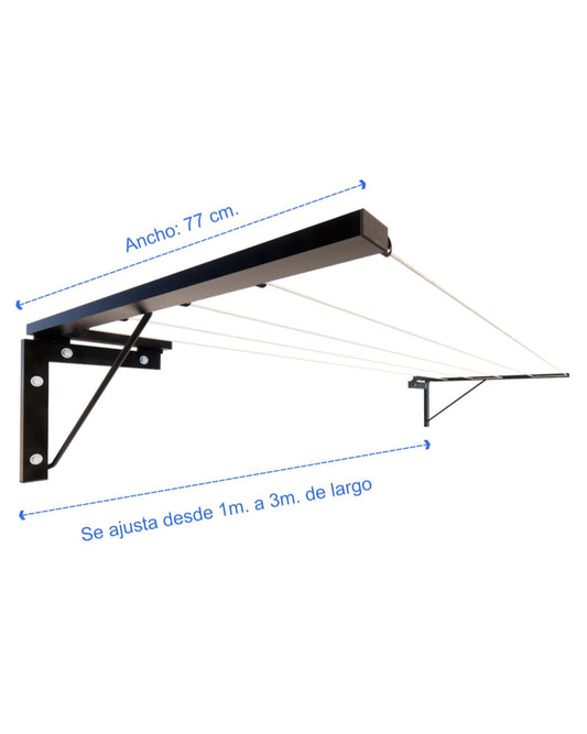 Mide 77 cm de ancho por 3 metros de largo.