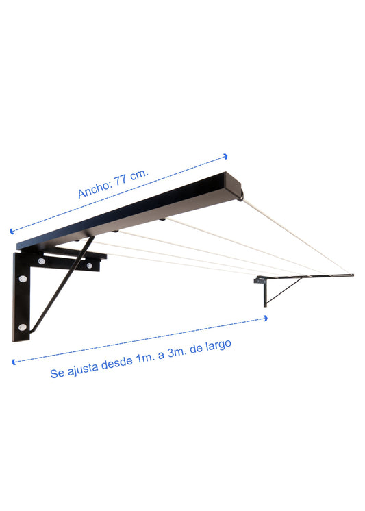 Mide 77 cm de ancho por 3 metros de largo.